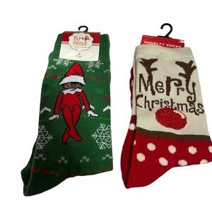 NWT Elf On A Shelf & Merry Christmas 2 Pc Bundle Socks